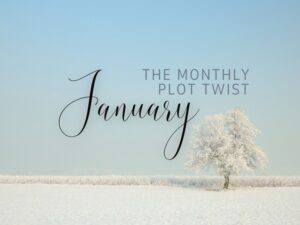 A frost-rimed field and pale blue sky, with a single, frost-white tree. Illustrating January's monthly plot twist blog post from author Jackie Keswick
